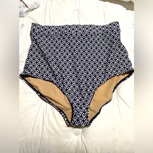 Lane Bryant Cacique swim bottoms blue white 22 3x high waist NWOT